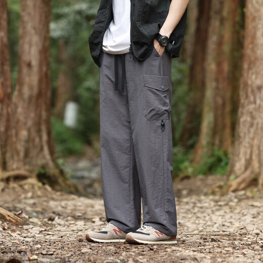 顶峰保罗（Dingfengbaoluo）户外冲锋裤子男春夏季山系休闲宽松工装直筒长裤子29018军绿L