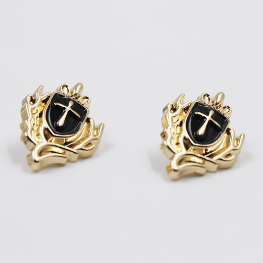 XIFEI, Herren -Mini -Kragen Pin Brosche, Legierung bemalte Ölkreuz -Krone -Schild Brosche, Anzugshemdzubehör, Kronschild Single