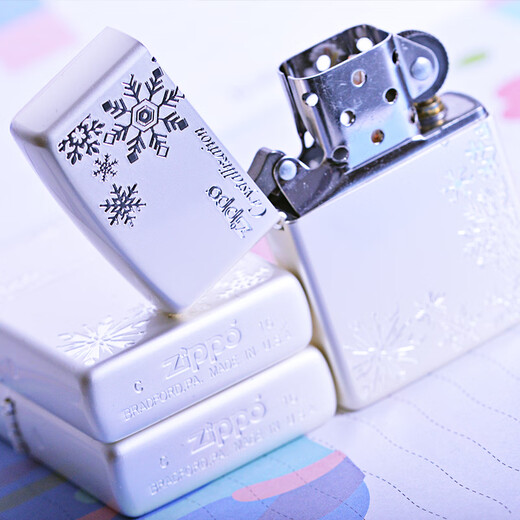 ZIPPO EDGE Zhibao lighter pearl silver plated snowflake windproof for boyfriend pearl silver flying all over the sky (stand-alone) TC9901QT