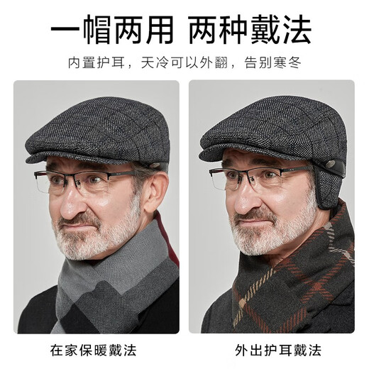 Somubay alter Mann Hut Männer Baseball Mütze Herbst- und Wintergeschenke für Papa und Opa Outdoor warmer Ohrhut Hut Old Mannes Fronthut Kaffee Farbe [Baumwollfutter, mit Ohrschutz] eine Größe [56-58 cm]