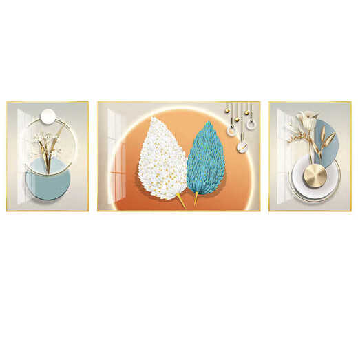 
Yaoshijia painting living room decoration painting modern simple light luxury sofa background wall high-end 2025 new crystal porcelain painting hanging painting mural JD15863 left and right 35*50 middle 70*50 hand-made diamond inlay painting aluminum alloy black frame