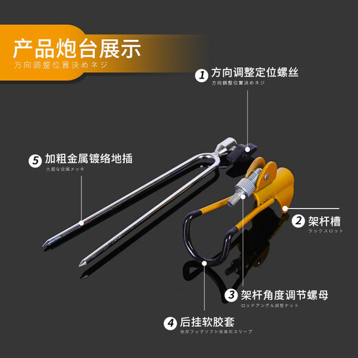 Fansheng stainless steel bracket universal fishing rod bracket universal turret ground plug pole sea rod multi-functional dual-purpose bracket pole double-headed (hand and sea dual-use) ground plug length 28cm