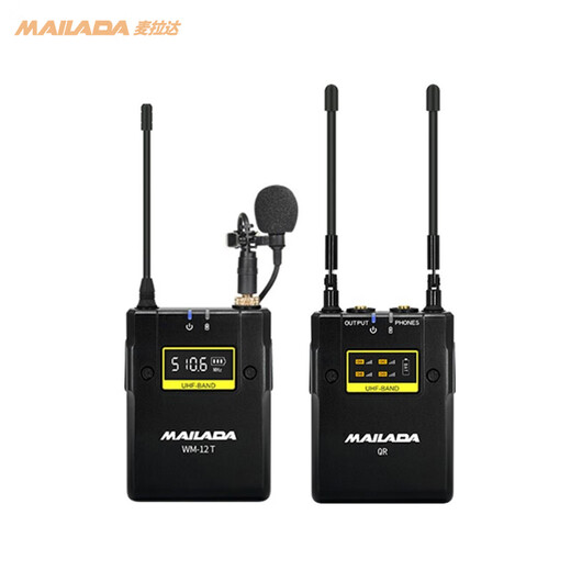 Melada WM12 one-to-one professional wireless lavalier microphone Little Bee interview vlog microphone audio radio microphone live broadcast equipment SLR camera recording microphone pickup