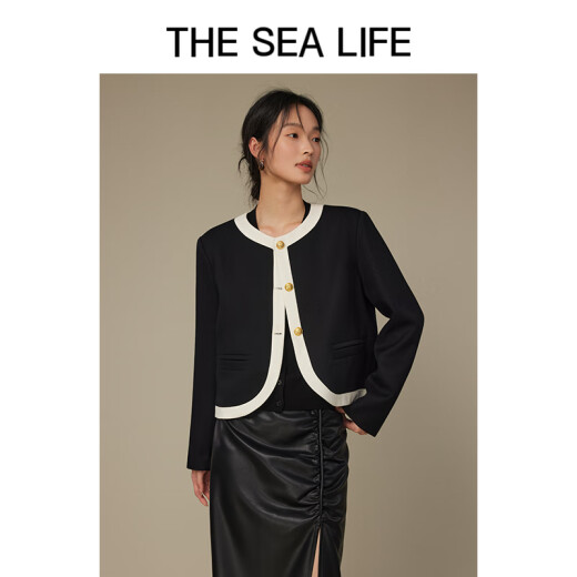 THE SEA LIFE欧海一生 外套女24秋新品经典复古层次感百搭小香风外套V12596 冰淇淋色 M