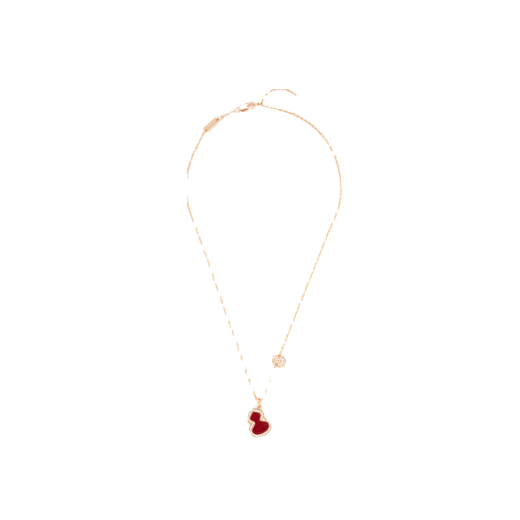 QUAMER Gold Store Model 520 Valentine's Day Gourd Necklace Women's Carnelian Exquisite Plated 18K Color Gold Design Pendant Rose Gold (Lady Purple) Necklace