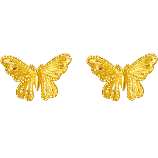 Saturday Blessing Yellow 18K Gold Earrings Butterfly Colored Gold Earrings Birthday Gift for Women C0913426 Pair