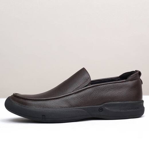 SDEP autumn first-layer cowhide business casual leather shoes soft leather soft sole large size small size plus velvet warm one-legged men's shoes 3891 coffee color leather lining 40 (250mm)