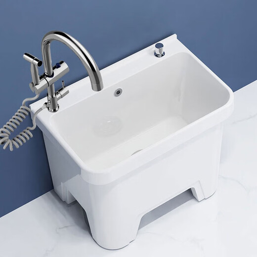 Darv Mop Pool Home Balcony Ceramic Washing Large Outdoor All-in-One Mop Pool Tall Footed Sitting Faucet Floor Basin J-T4 Taiwan Controlled Water + Sitting Sprinkler