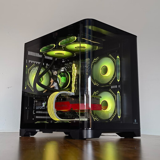 Wanjia Canopy White MINI Curved Glass Sea View Room Computer Case Desktop MATX240/360 Water Cooling Canopy MINI Black + Prism Fourth Generation ARGB Five Fans