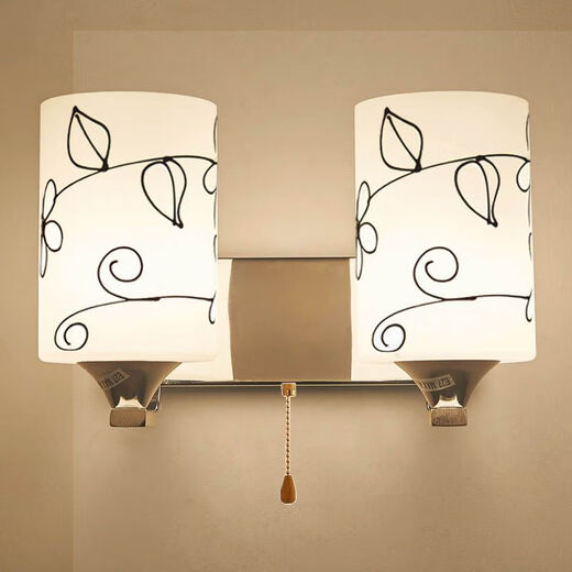 Yilin Wall Lamp Bedroom Wall Bedside Lamp Simple Modern Creative European American American LED Living Room Aisle Stair Lamp 8233-2 9 Watt LED Bulb Pull Switch