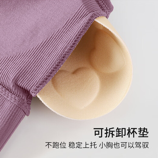 Langsha Lady's fat-wrapped breasts, wide shoulders, seamless chest pads, vests, beautiful back base, single-size middle-aged and elderly large-size bra, blue, suitable for weight 100-180 Jin [Jin equals 0.5 kg]