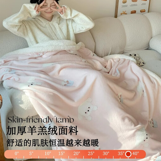 Langsha (langsha) ins girly lamb velvet blanket winter thickened velvet throw blanket office nap small blanket single bed blanket dessert puppy double-sided velvet skin-friendly and comfortable 70x100cm baby blanket