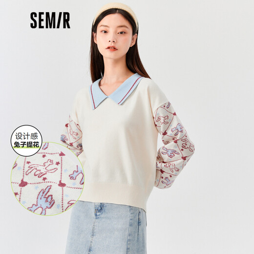 Semir Fantasy Magic House Semir Sweater Women's Autumn New Doll Collar Pattern Pullover Youth Sweater White Tone 0111 150/76A/XS