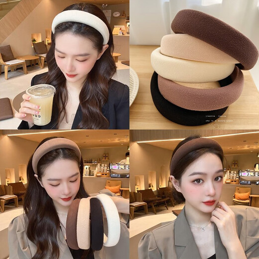 Zhuo Keke high-ceiling hairpin sponge black hairband wide-brimmed women's all-match Internet red out-of-wash face-pressing hairband headband head jewelry black