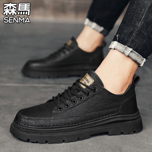 Semir men's low-top Martin boots 2025 new sneakers business formal black leather shoes British casual commuting work shoes black 39 standard sports shoe size