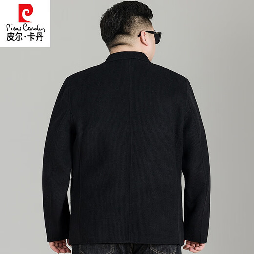 Pier Cardin large size double-sided wool coat for men's autumn and winter tweed coat plus fat plus larger men's clothing fat business wool suit dark gray 3XL (recommended 160-180Jin [Jin equals 0.5 kg])