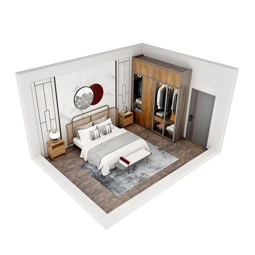 Sophia Wardrobe New Chinese Style Furniture Retro Overall Large Wardrobe Storage Cabinet Master Bedroom Wardrobe Combination Whole House Customized Wardrobe Customized Gold