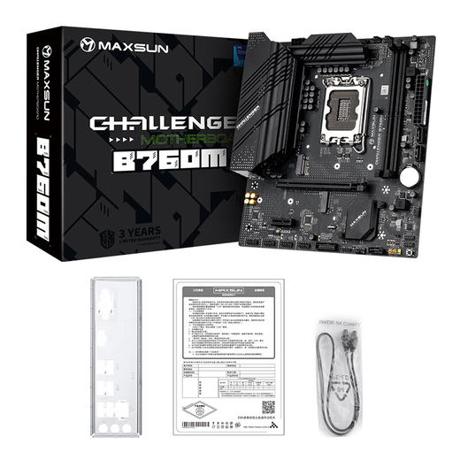 
Mingxuan (MAXSUN) 12/13/14th generation Board u i3 12100f 13100f 14100f scattered tablets Motherboard CPU set Challenger B760M DDR4 12th generation i3-12100F scattered tablets [three years of store insurance]
