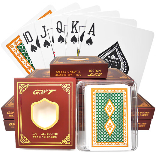 Gyt Plastik Poker Gold Art Doppelseite gefrostete wasserdichte faltbare, waschbare High-End-PVC Dickeded Bridge Großhandel GYT688 rot [6 Paare]
