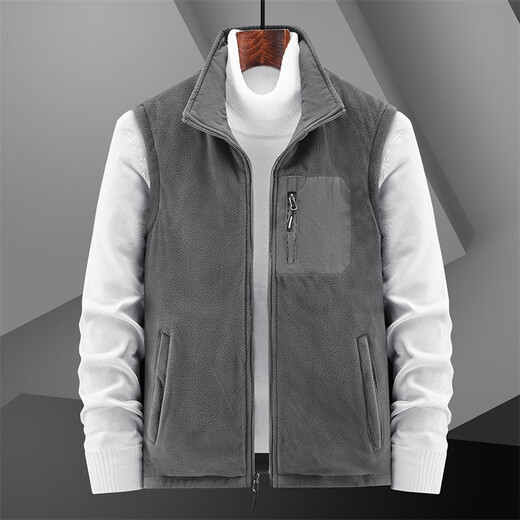 Guqian double-sided vest for men in autumn and winter multi-pocket workwear vest for men outdoor leisure fishing vest top clothes khaki L
