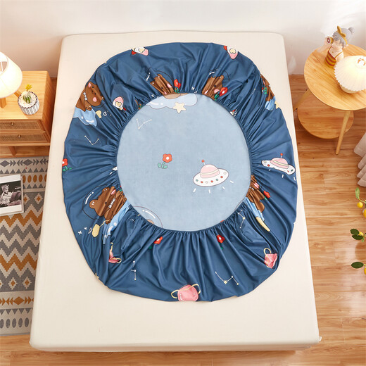 Fitted sheet single piece anti-slip bedspread summer bed cover 1.5 meters Simmons mattress dustproof protective cover sheet full light gray 2.0x2.2m