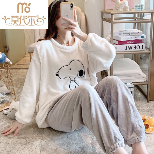莫代尔孕妇睡衣女秋冬季加绒加厚产后哺乳月子服珊瑚绒冬款怀孕期11月份 9号2601#小黄鸭 绒套 9号2601# 2XL 135-150斤穿