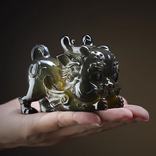 Kunde's creation color-changing tea pet Pixiu to attract wealth and Zen tea table tabletop decorations pet tea play boutique tea set decorations high-end Pixiu holding ingot gift box