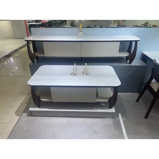 Cabinet télévisé Yusenyi et table basse Ultra Crystal Ultra Crystal Stone Combination Modern Simple Small Appartement 2025 Nouvelle table Salle 9720 TV Cabinet Micro Crystal Stone 2.0 * 0,4 Installation de porte à porte