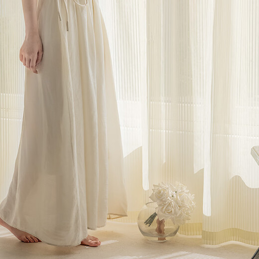 Cream vertical blind gauze curtain that is light-transmitting and opaque, fantasy curtain, white gauze curtain, balcony sun protection bay window, white window screen, phantom gauze - condensed rice, width 1.0 meters * height 1.3 meters, 1 piece of hook