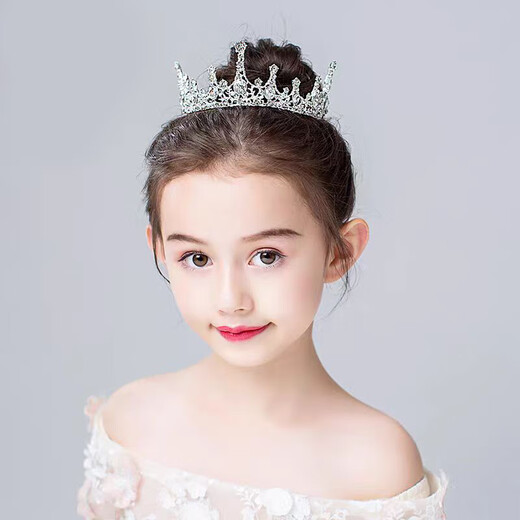 Bai Qixin Crown Tiara Full Circle Birthday Headband Children's Crystal Crown Performance Coming of Age Ceremony Proposal Certification Headdress Accessories Crown White-Full Circle