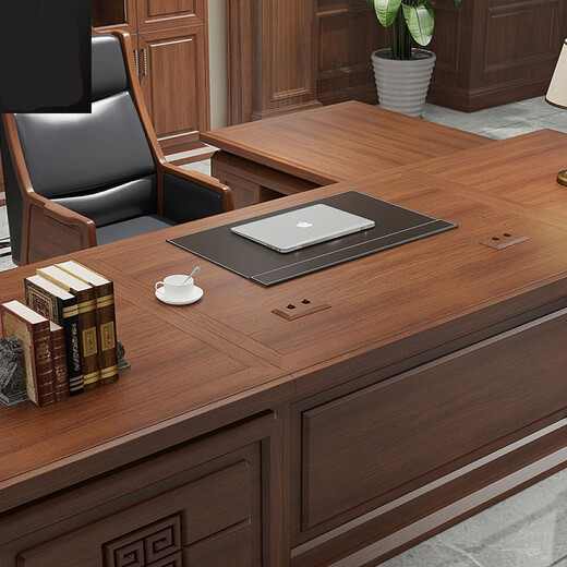TONGTA Light luxury boss desk office desk solid wood new Chinese style high-end office desk and chair combination bookcase executive desk high-end boss office furniture 3.6m file cabinet 3600*420*2150
