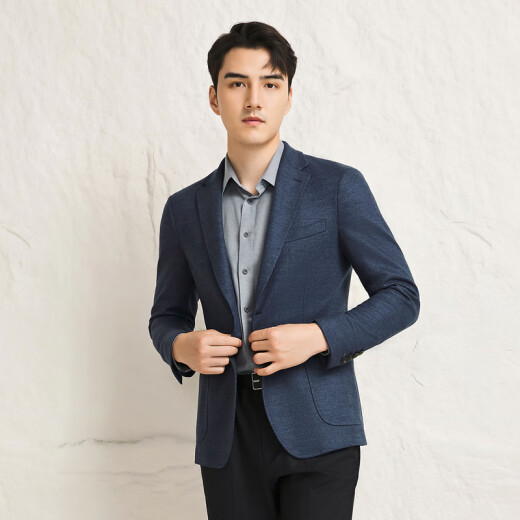 雅戈尔（YOUNGOR）单西男二粒单排扣后中开衩西便服羊毛弹力面料商场同款 藏青 L 175/96A
