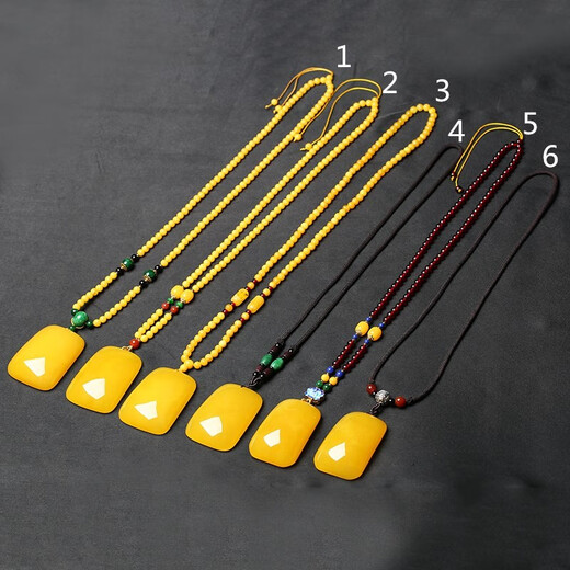 Luoyi Lao Beeswax Pendant Water Drop No Matter Fang Brand Chicken Oil Yellowstone Amber Men's and Women's Blood Amber Sweater Chain No. 1