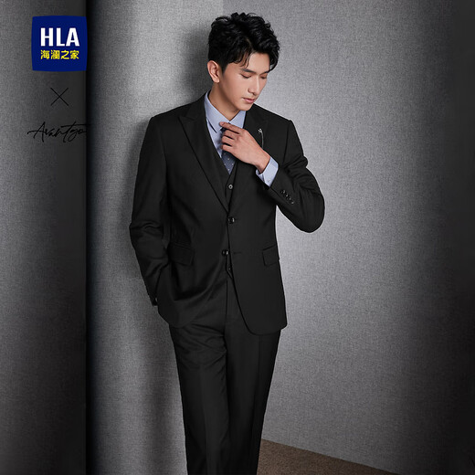 Heilan House (HLA) suit men's 24 autumn new light business three-piece suit suit for men black 13 (suit + vest + trousers) 180/96A 50A recommended 150~160Jin Jin equals 0.5 kg