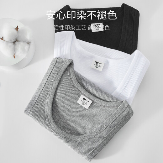 Septwolves ribbed vest men's pure cotton bottoming sweatshirt summer hurdle sports fitness sweat-absorbent breathable sling sleeveless inner wear pure cotton thick thread style white + black + gray 3 pieces XL (175) recommended 130-150Jin Jin equals 0.5 kg