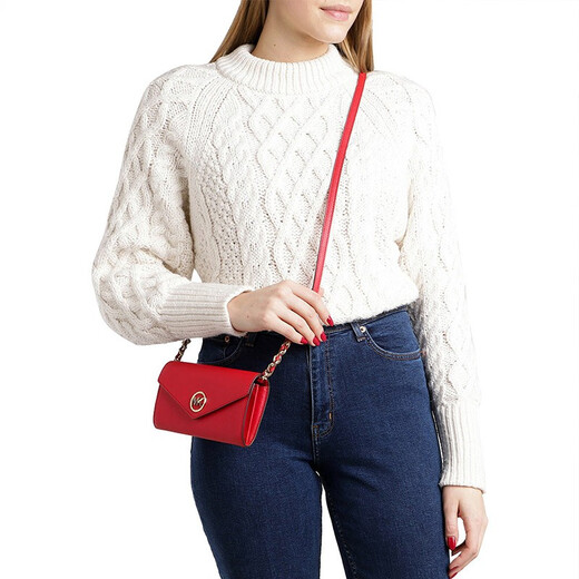 Michael Kors Mike Coles Mk Chaîne en cuir féminin One épaule Sac de portée diagonale rouge 32S1GNMC9L 683