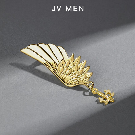 QUAMER Brooch Men's Wings of Freedom I Gold Metal Badge Collar Pin High-end Pin Suit Sweater Men's Brooch