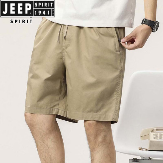 JEEP SPIRIT男士五分短裤夏季2025新款薄款棉质宽松直筒运动休闲裤子男新品 9224卡其 M