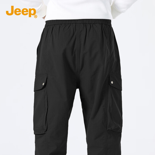 吉普（JEEP）休闲裤男简约工装风百搭青年潮流宽松束脚裤子男1105 黑色 L 