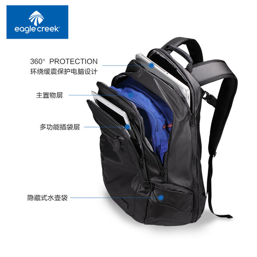 EAGLE CREEK computer bag men's backpack business waterproof backpack business trip large capacity waterproof commuting 17.3 inch school bag same style as Tom Cruise