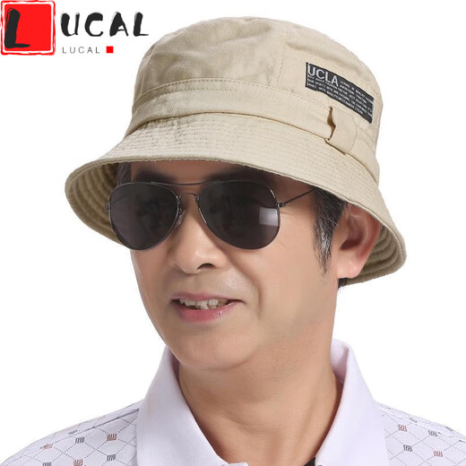 LUCALY中国风礼帽男士渔夫帽春秋老年休闲晒太阳帽中年男老人男式夏遮阳爸爸帽子 深灰色 均码(57-59cm)