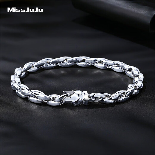 Miss JuJu boutique pt950 pure platinum bracelet for men, platinum wolf head bracelet, domineering and high-end jewelry for men, weighs 28.48g, is 16cm long, and is about 6.2mm thick.