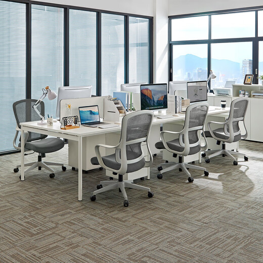 Lin's Home Simple Office Computer Desk Desktop Double Office Workbench Lin's Wood Industry LH880 [Warm White] Two-person Staff Table