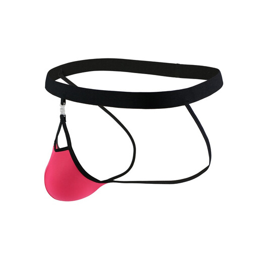 Zi Jiafu men's sexy underwear, empty back thong detachable PP thong underwear with exposed bladder, men's sexy and convenient intercourse, black ribbed black cloth 4XL (108-115cm)