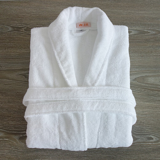 Hilton cotton bathrobe autumn and winter pure cotton nightgown hotel towel material white pure cotton thick hot spring absorbent bathrobe soft all white without hemming XL height 166175CM