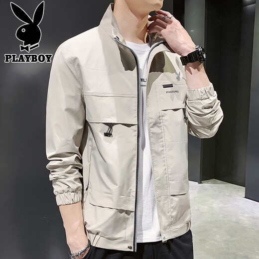 Playboy (Playboy) Chaqueta Chaqueta de carga para hombres Spring Men's Casual Workwear Workwear Worked Top Top Jhaki XL
