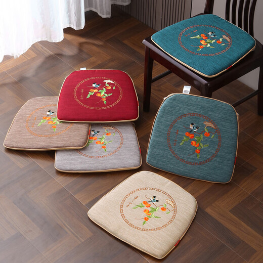 Lanshu ancient rhyme modern Chinese chair cushion cushion embroidered dining chair cushion non-slip tea chair washer chair cushion winter cushion can be customized light gray medium size 42X45cm