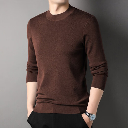 NOSSKISS luxury high-end brand men's wool sweater for men Basulan worsted pure wool autumn and winter half turtleneck sweater for men classic gray S 165