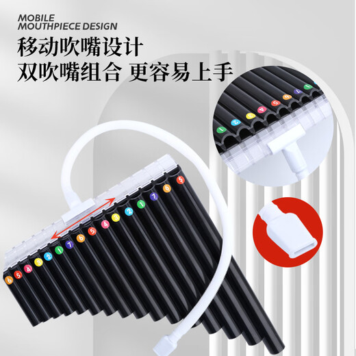 易学16管18管排箫初学者入门排笛儿童中小学生演奏级民族C调 C调 16/18管白色新款+吹管(配件)