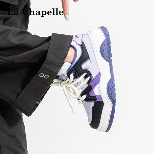La Chapelle women's shoes, white shoes, women's four seasons new style ins design, versatile casual shoes, thick sole sports women's shoes, purple B683 38